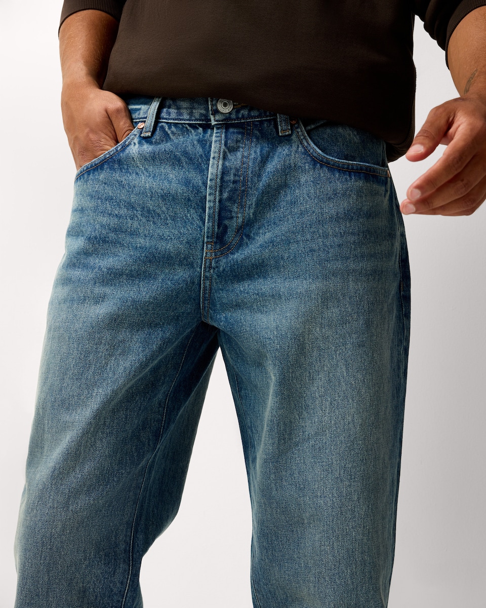 image 1 of RDA Pure Cotton Straight Leg Jeans in Blue