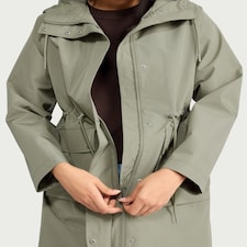 F&F Shower Resistant Drawstring Waist Hooded Raincoat in Khaki
