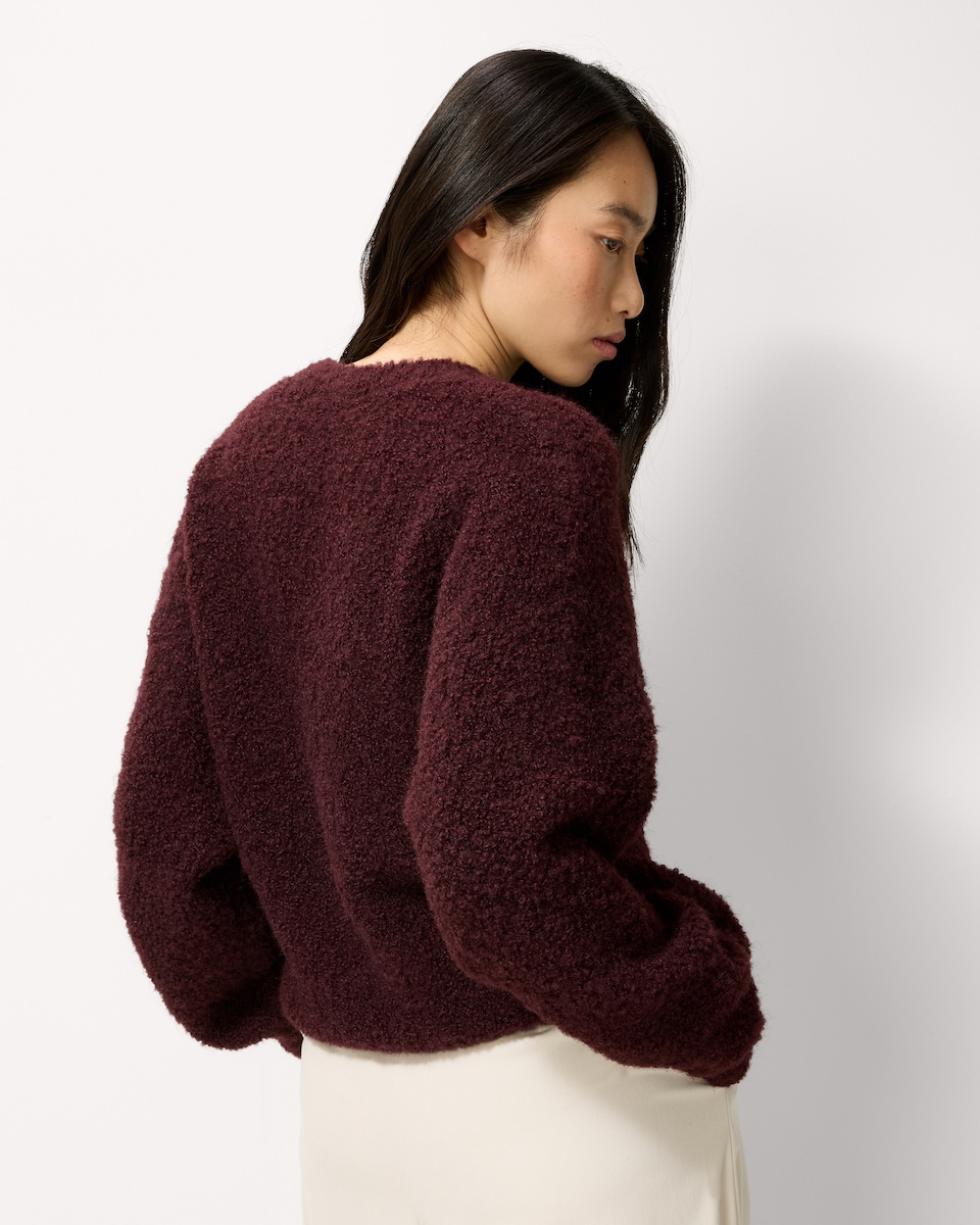 image 1 of F&F Textured Knitted Jumper with Wool in Burgundy
