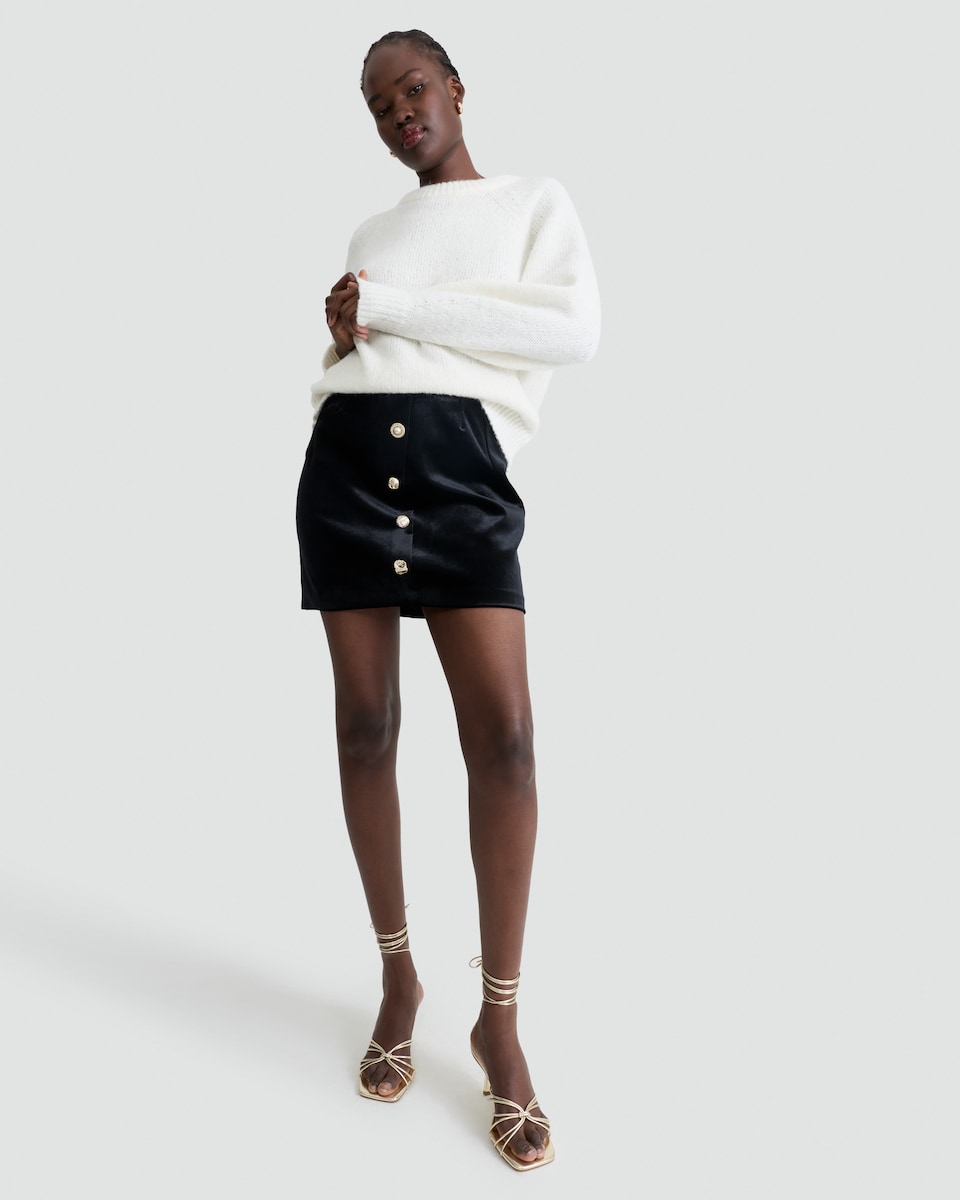 image 1 of F&F Knitted Satin Bow Back Jumper in Cream