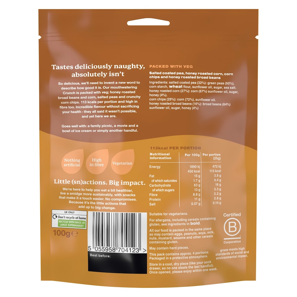 image 1 of Graze Honey Roast Crunch Sharing Bag Snack 100G