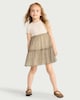 image 2 of F&F Girls Leopard Print Tiered Dress in Multi Brown