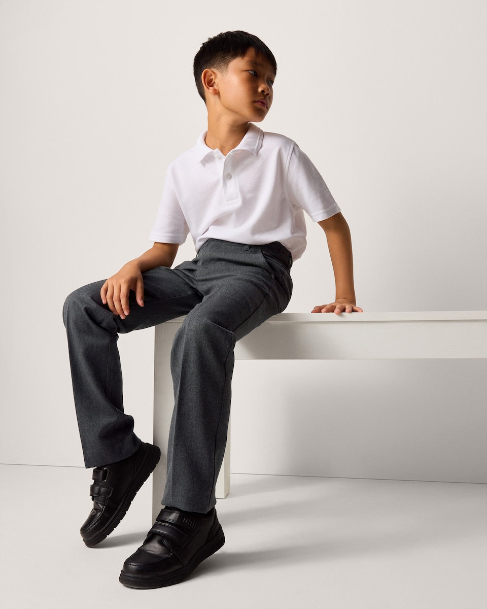 image 1 of F&F School Boys 2-Pack Regular Fit Longer Length Trousers in Grey