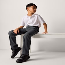 F&F School Boys 2-Pack Regular Fit Longer Length Trousers in Grey
