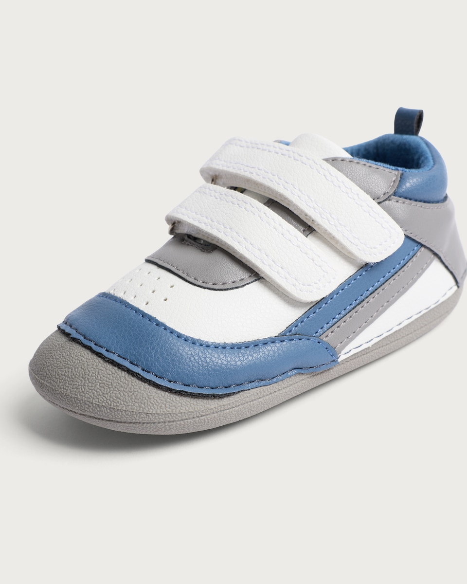 image 1 of F&F Baby Colour Block Strap Fastening Pre Walker Shoes in Blue