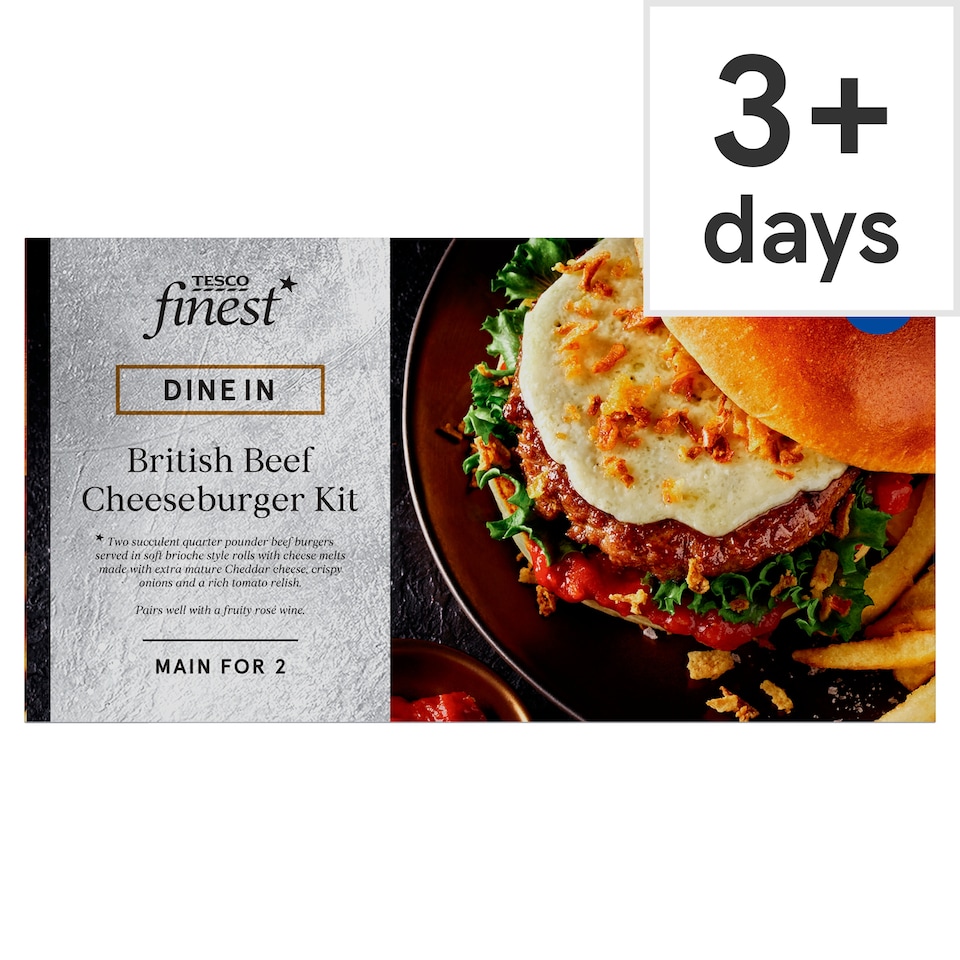 Tesco Finest Dine in British Beef Cheeseburger Kit 501g