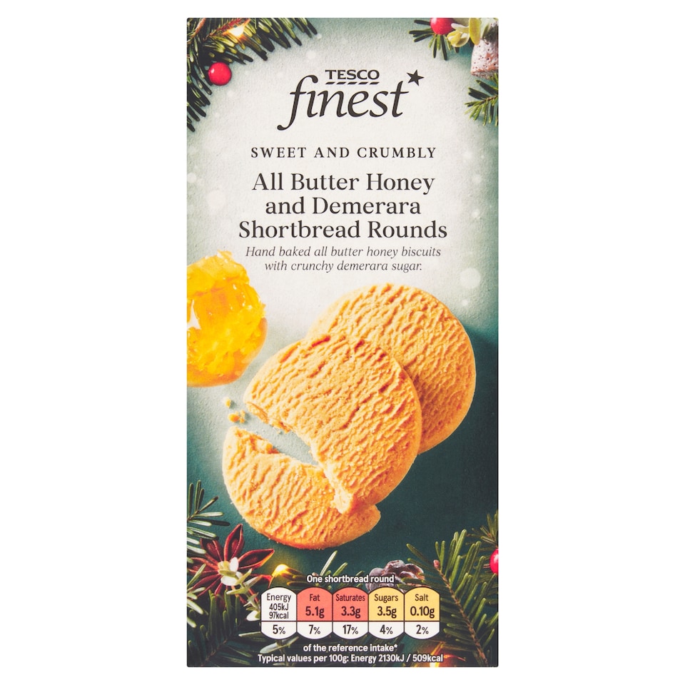 Tesco Finest Máslové sušenky s cukrem demerara a medem 150g