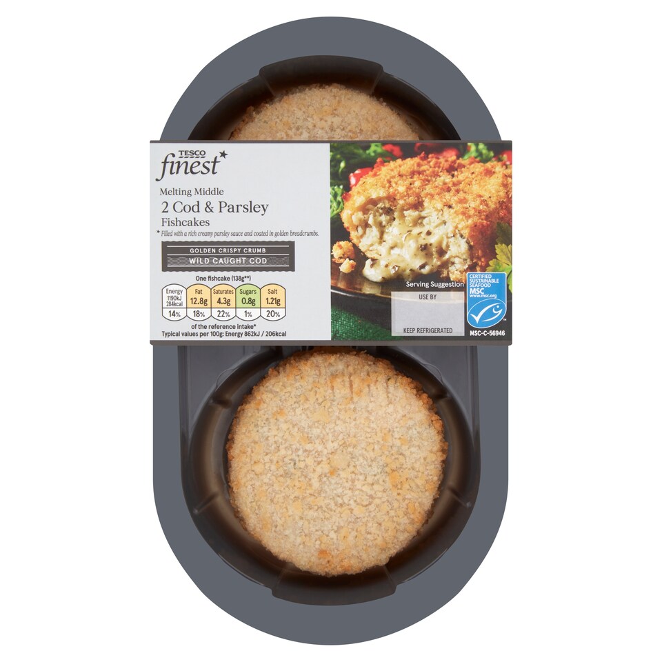 Tesco Finest 2 Cod And Parsley Fish Cakes 290G
