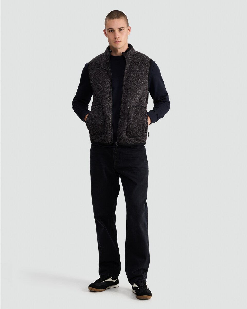 image 1 of F&F Snit Textured Zip Through Sleeveless Gilet in Grey