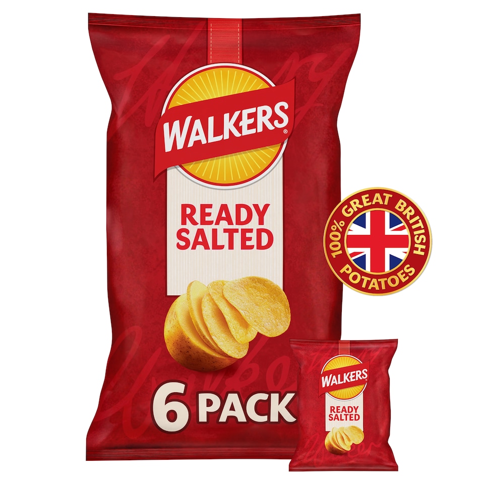 image 1 of Walkers Ready Salted Crisps Multipack 6x25g