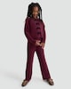 image 1 of F&F Girls Snit Textured Bow Jumper and Trousers in Burgundy