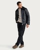 image 2 of The F&F Edit Faux Leather Shearling Collar Jacket in Black