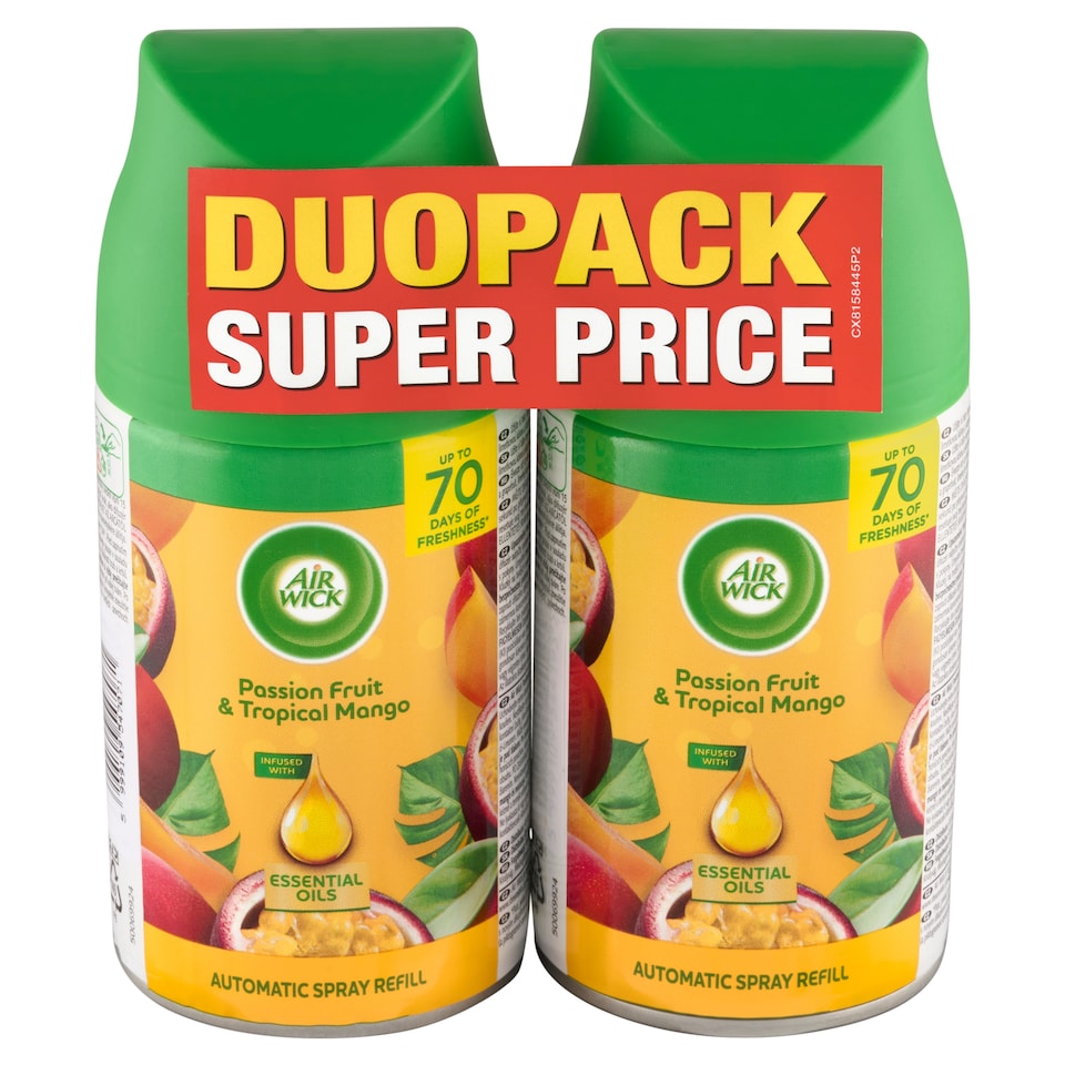 image 1 of Air Wick Freshmatic Automatic Spray Refill Passion Fruit & Tropical Mango 2 x 250 ml