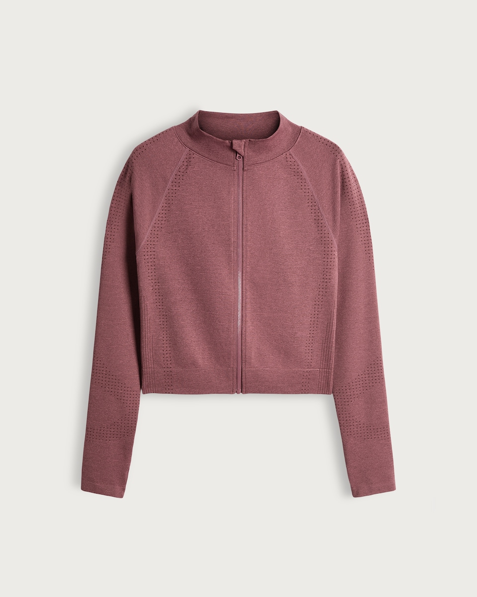 image 1 of F&F Active Seamfree Zip Up Sports Jacket in Berry