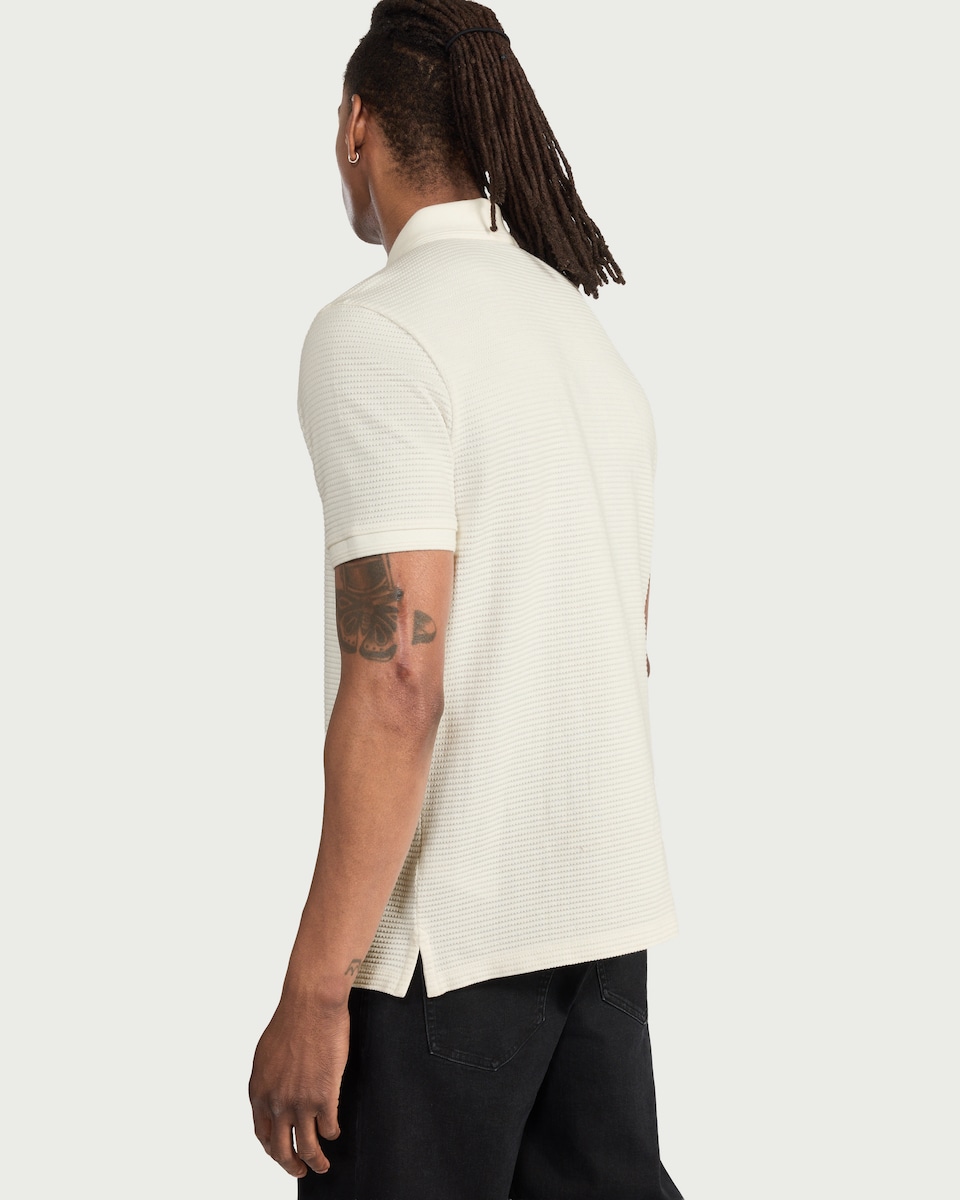 image 1 of F&F Cotton Rich Textured Polo Shirt in Ecru