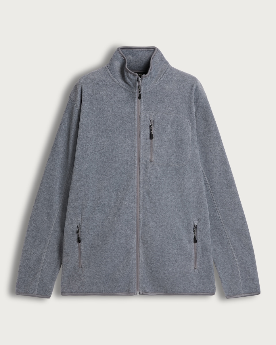 F&F Fleece Zip Up Pocket Detail Jacket in Grey Marl