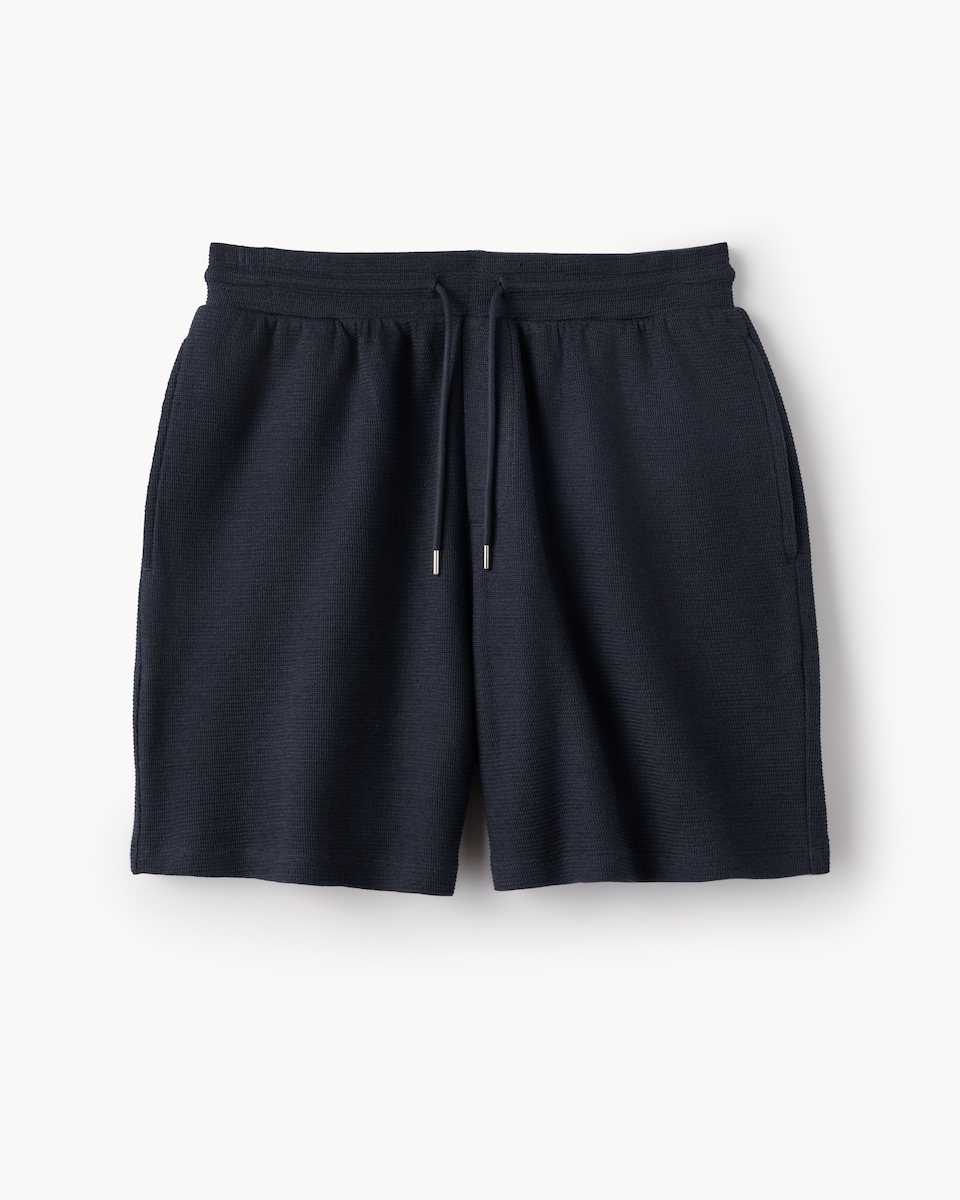 image 1 of F&F Cotton Rich Textured Shorts in Navy
