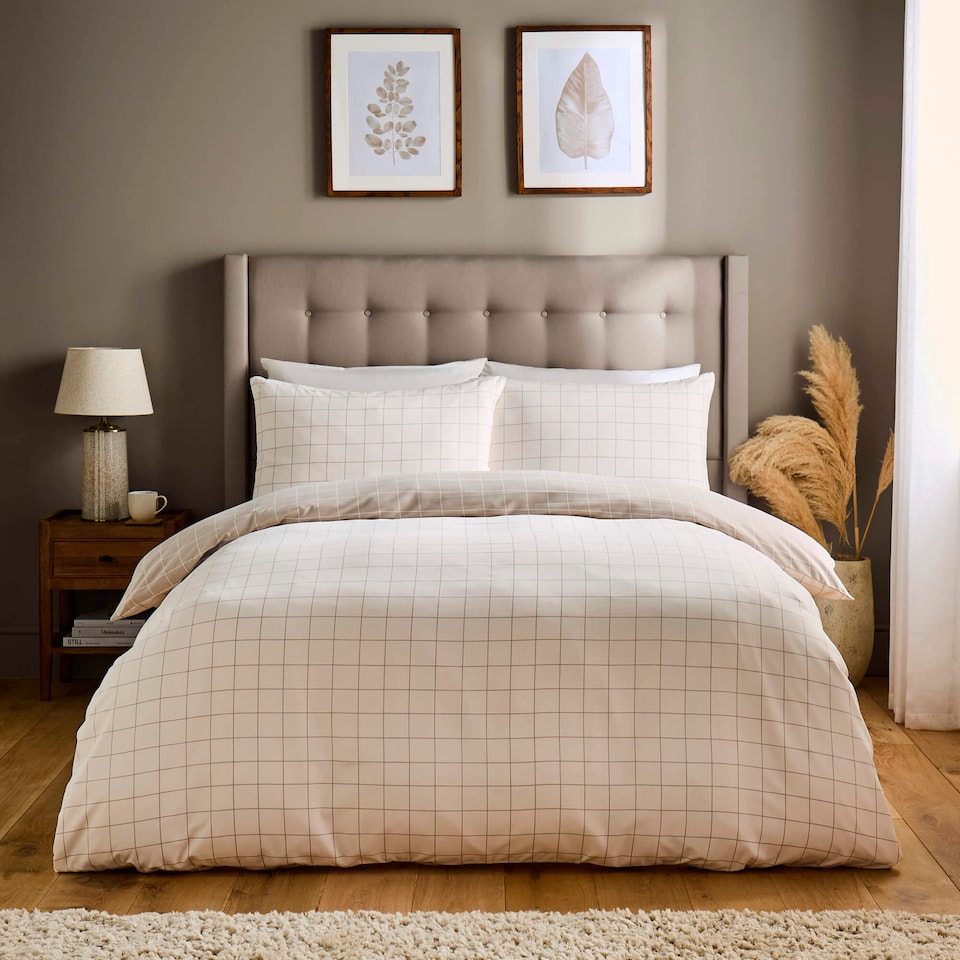 image 1 of Silentnight Love Sleep Neutral Grid Duvet Set Double