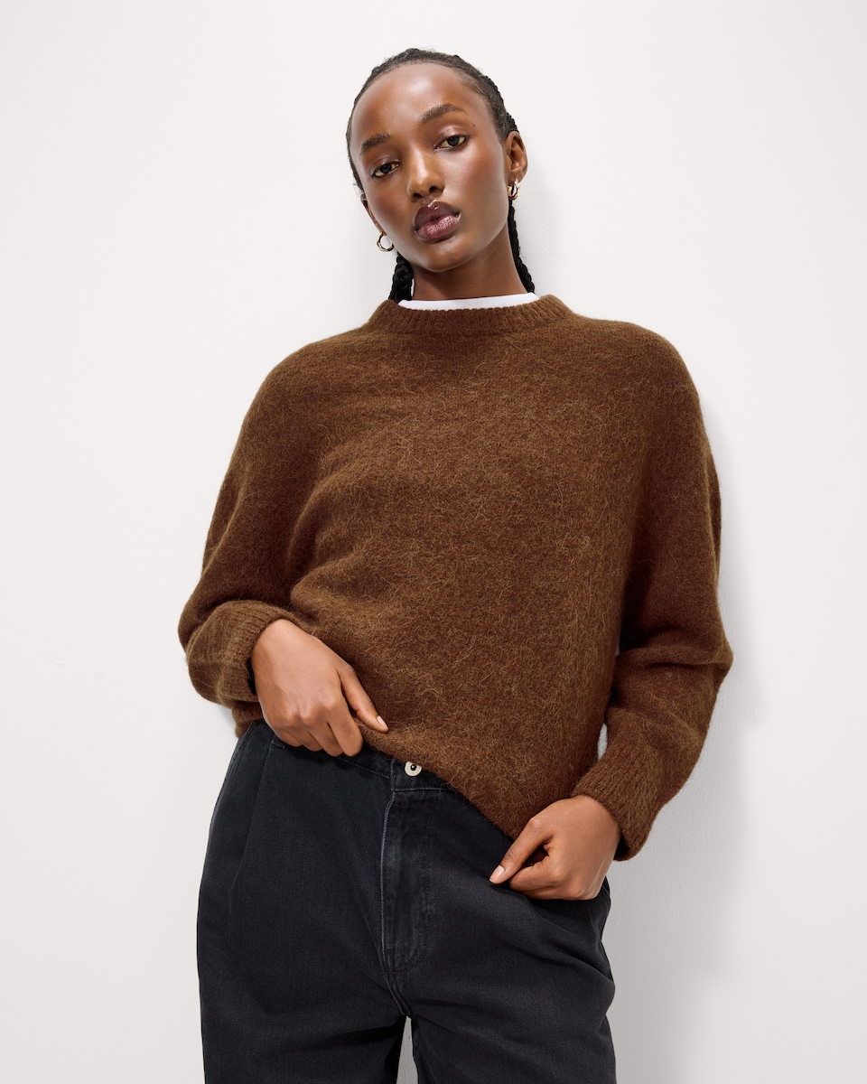 image 1 of F&F Alpaca Wool Blend Crew Neck Jumper in Brown