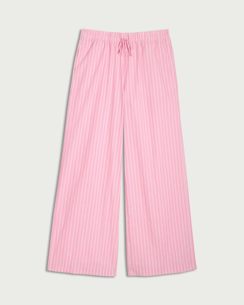 image 1 of OH ME OH MY Pure Cotton Poplin Striped Trousers in Pink