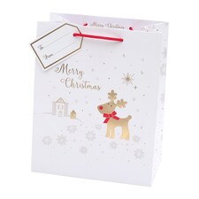 Tesco Luxury Gold Reindeer Gift Bag Medium