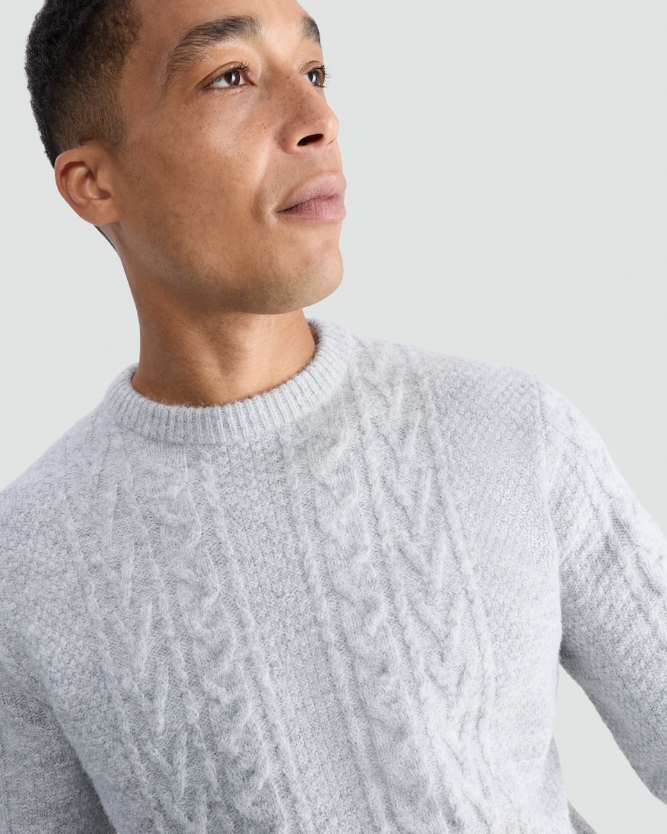 image 1 of F&F Crew Neck Cable Knit Jumper in Grey