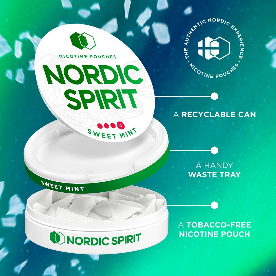 image 1 of Nordic Spirit Sweet Mint Tobacco Free Nicotine Pouches Extra Strong 20 Pack 11mg 14g