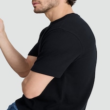 F&F Cotton Rich Waffle Textured T-Shirt in Black