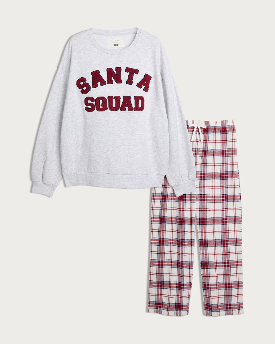 image 1 of F&F Santa Squad Matching Family Christmas Pyjamas in Grey