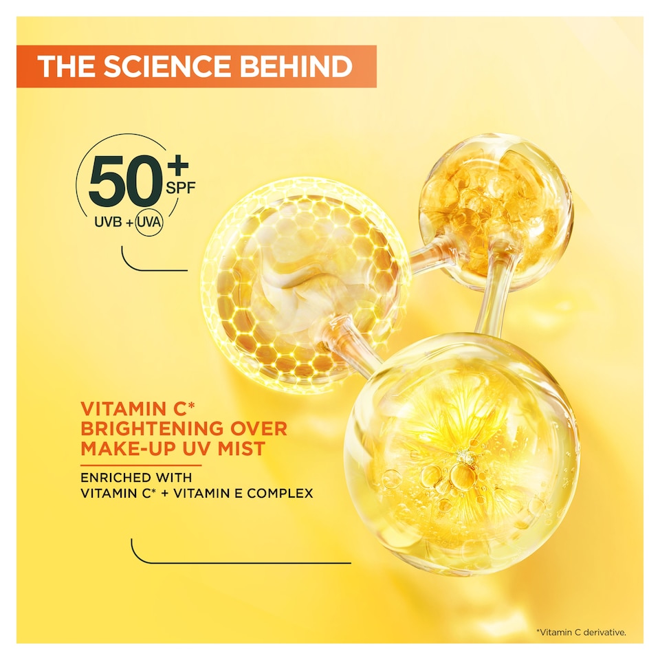 image 1 of Garnier Skin Active Vitamin C Over Make-up UV Mist Invisible SPF50+ 75ml