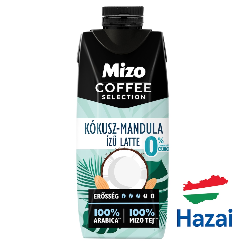 Mizo Coffee Selection Kókusz-Mandula ízű Latte UHT zsírszegény kávés tej édesítőszerekkel 250 ml