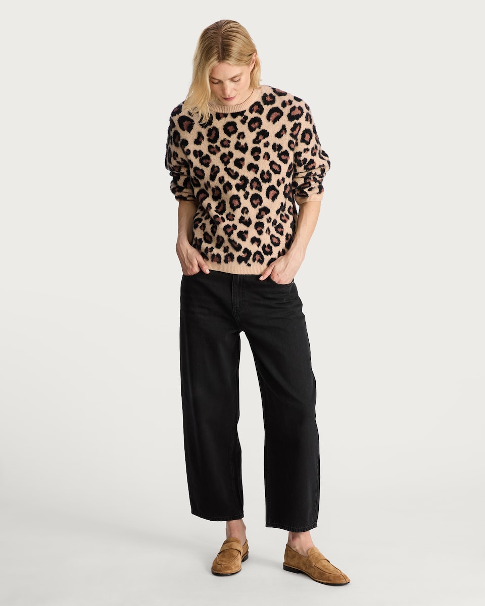 image 1 of F&F Animal Print Long Sleeved Jumper in Brown
