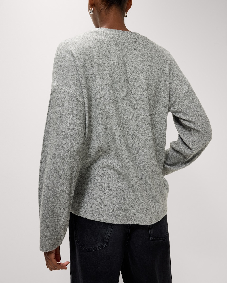 image 1 of F&F 2-Pack Brushed Dropped Shoulder Long Sleeved Tops in Multi Grey