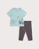 image 1 of F&F Baby 2-Piece Cotton Rich Transport Top and Legging Set in Multi