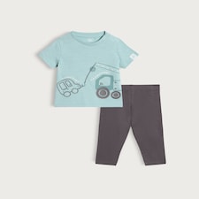 F&F Baby 2-Piece Cotton Rich Transport Top and Legging Set in Multi