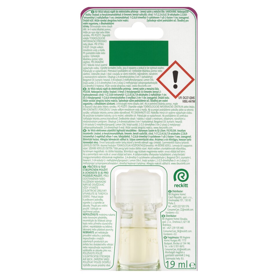 image 1 of Air Wick Scented Oil Fragrance Refill Smooth Satin & Moon Lily 19 ml