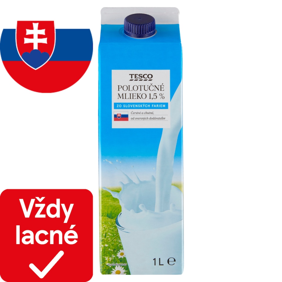 Tesco Semi-Skimmed Milk 1.5 % 1 L