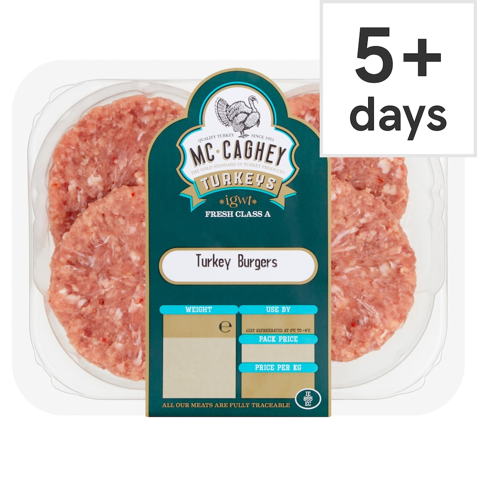 Mccagheys Turkey Burgers 400G
