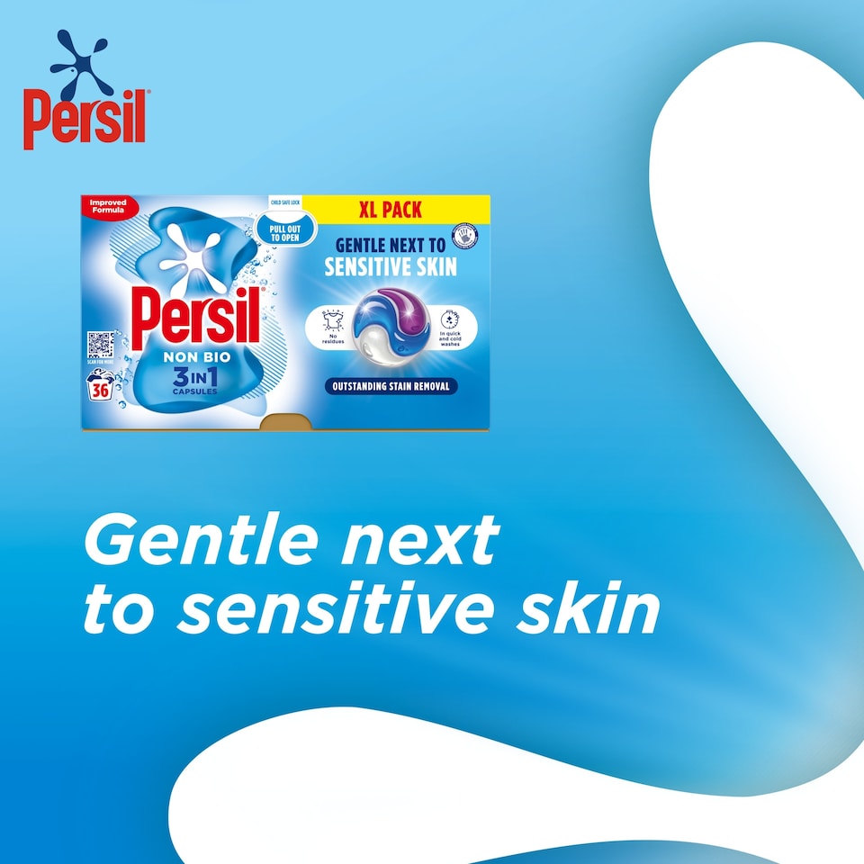image 1 of Persil Non Bio 3 in 1 Sensitive Laundry Washing Detergent Capsules 36 Washes 759.6g