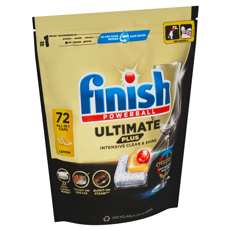Obrázek 1 pro produkt Finish Powerball Ultimate Plus All in 1 Lemon kapsle do myčky nádobí 72 ks 878,4g