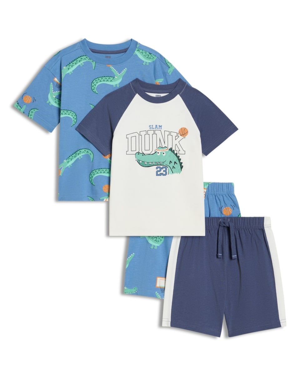 F&F 2-Pack Pure Cotton Crocodile Print Pyjama Sets in Multi