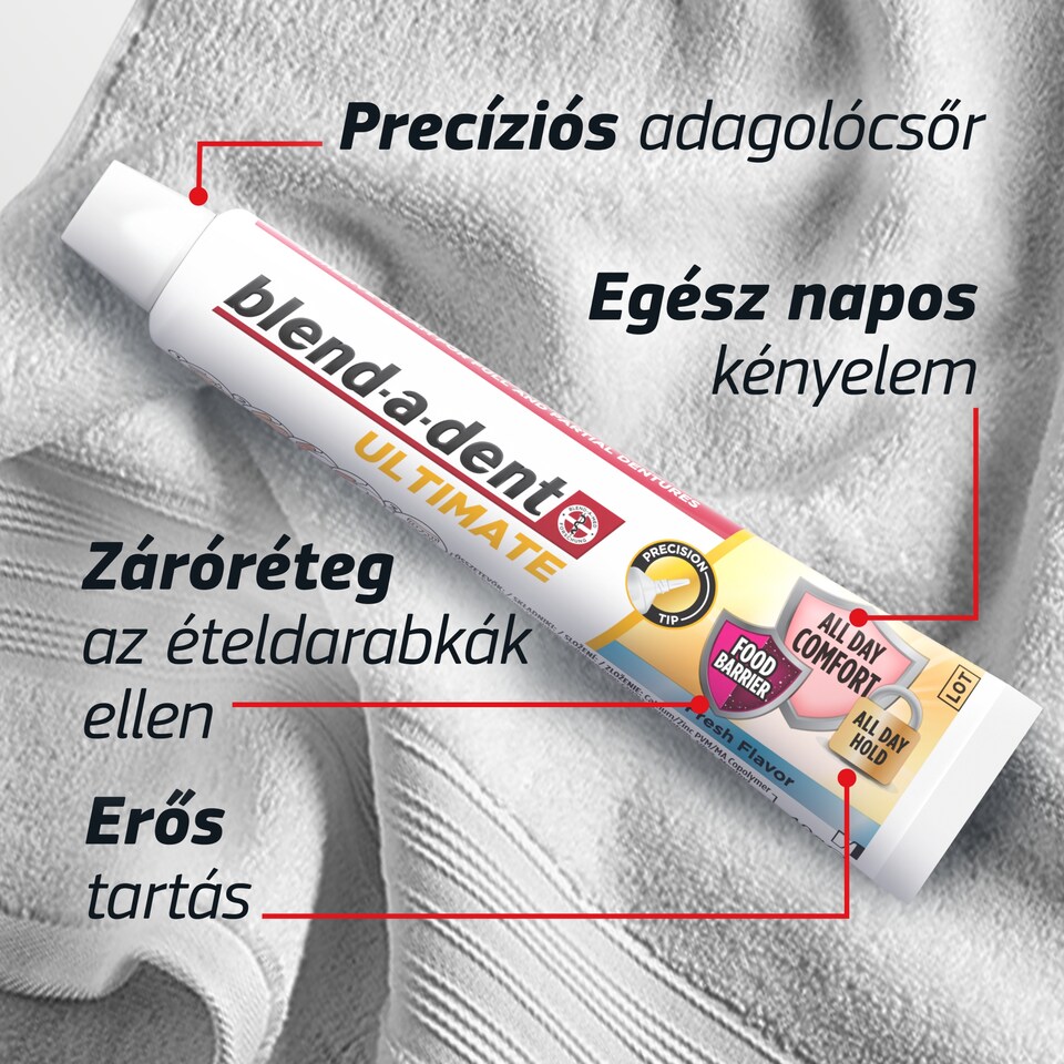 Blend-a-dent Ultimate Fresh Műfogsorrögzítő Krém Teljes és Részleges Műfogsorokhoz, 40 ml  1. kép