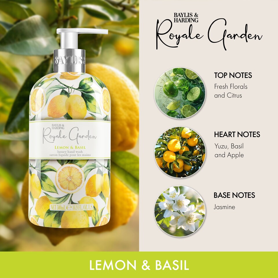 image 1 of Baylis & Harding Royale Garden Lemon & Basil Hand Wash 500ml