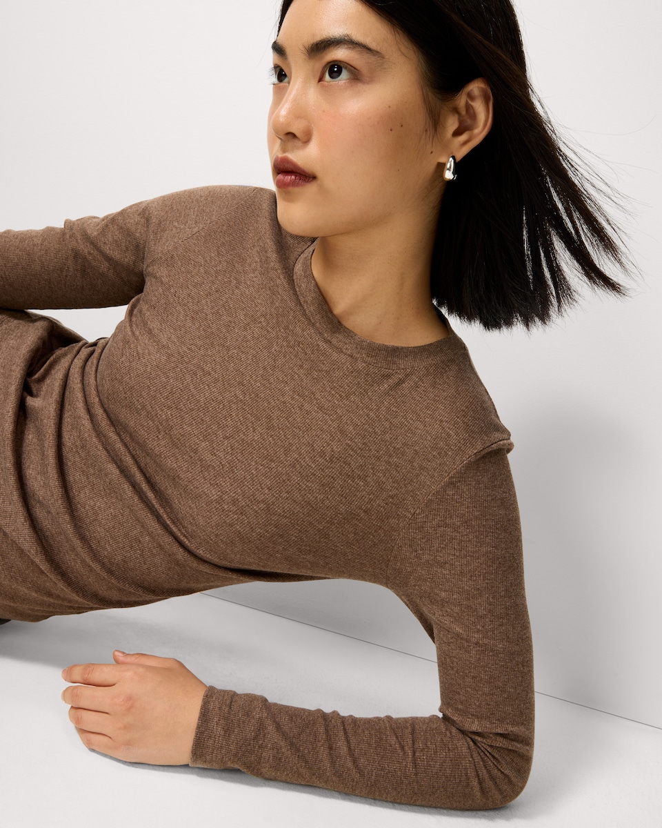 image 1 of F&F 3-Pack Cotton Rich Ribbed Long Sleeved Tops in Multi Black
