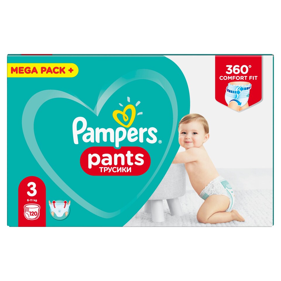 Pampers Pants Bugyipelenka, Méret: 3, 120 db Pelenka, 6kg-11kg