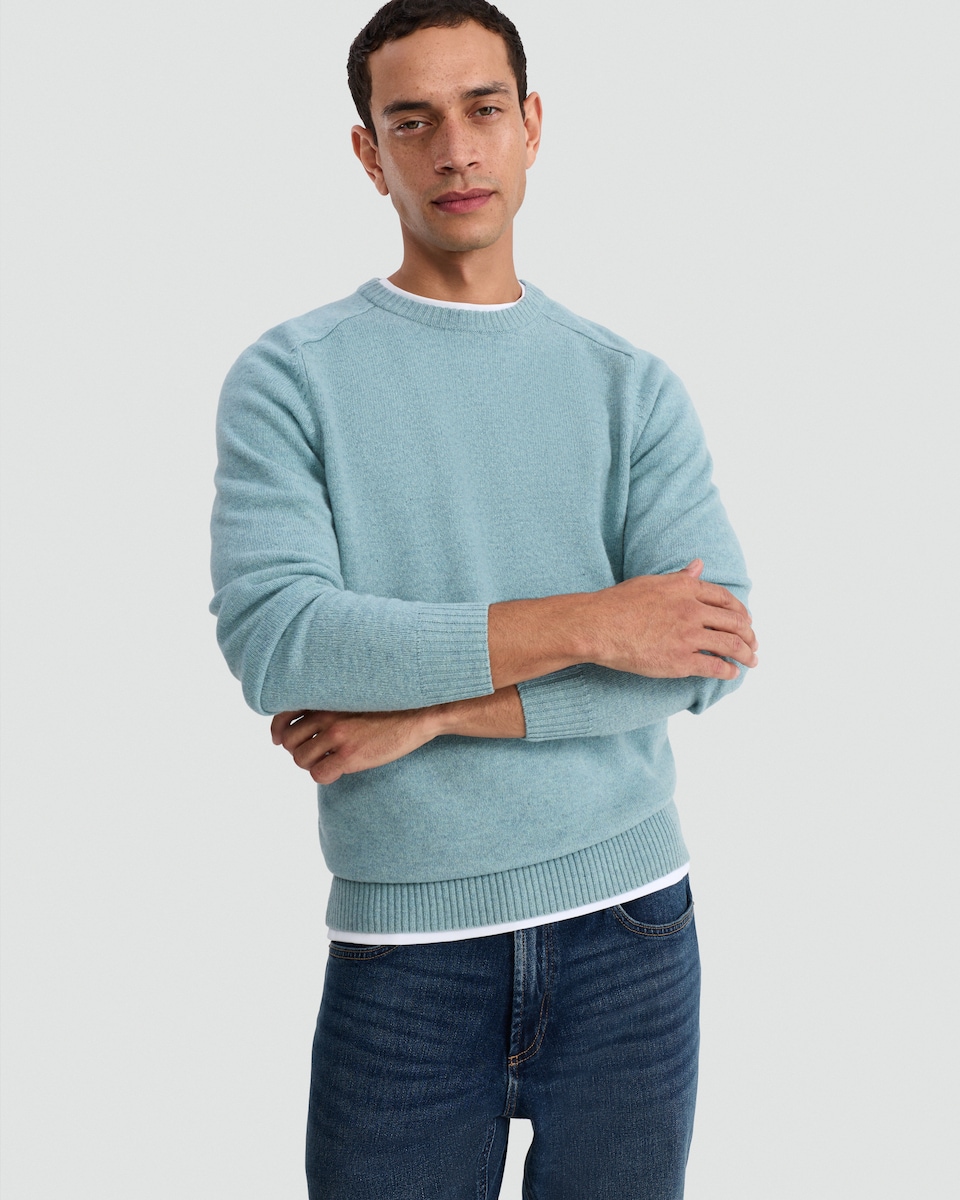 image 1 of F&F Lambswool Knitted Crew Neck Jumper in Turquoise