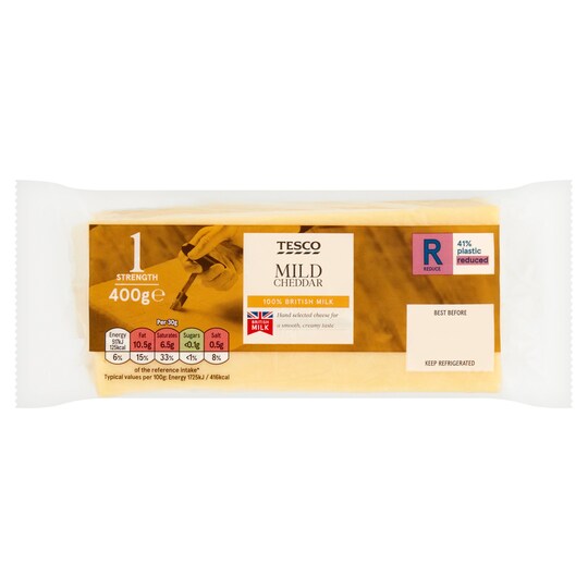 Tesco British Mild Cheddar Cheese 400G Tesco Groceries