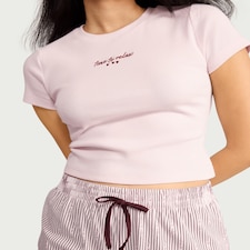 F&F 2-Piece Cotton Rich Striped Pyjama Set in Multi Pink