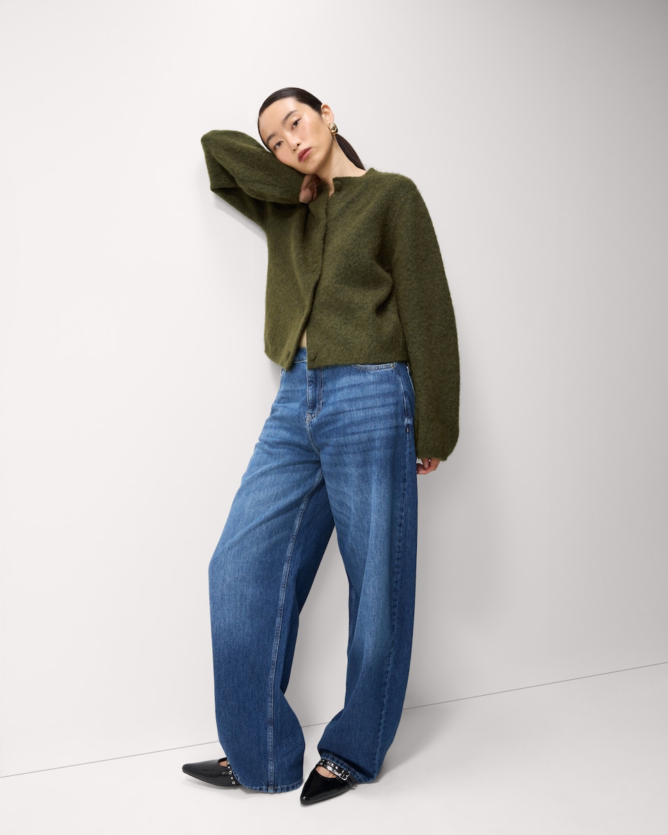 image 1 of F&F Knitted Button Up Cardigan in Olive