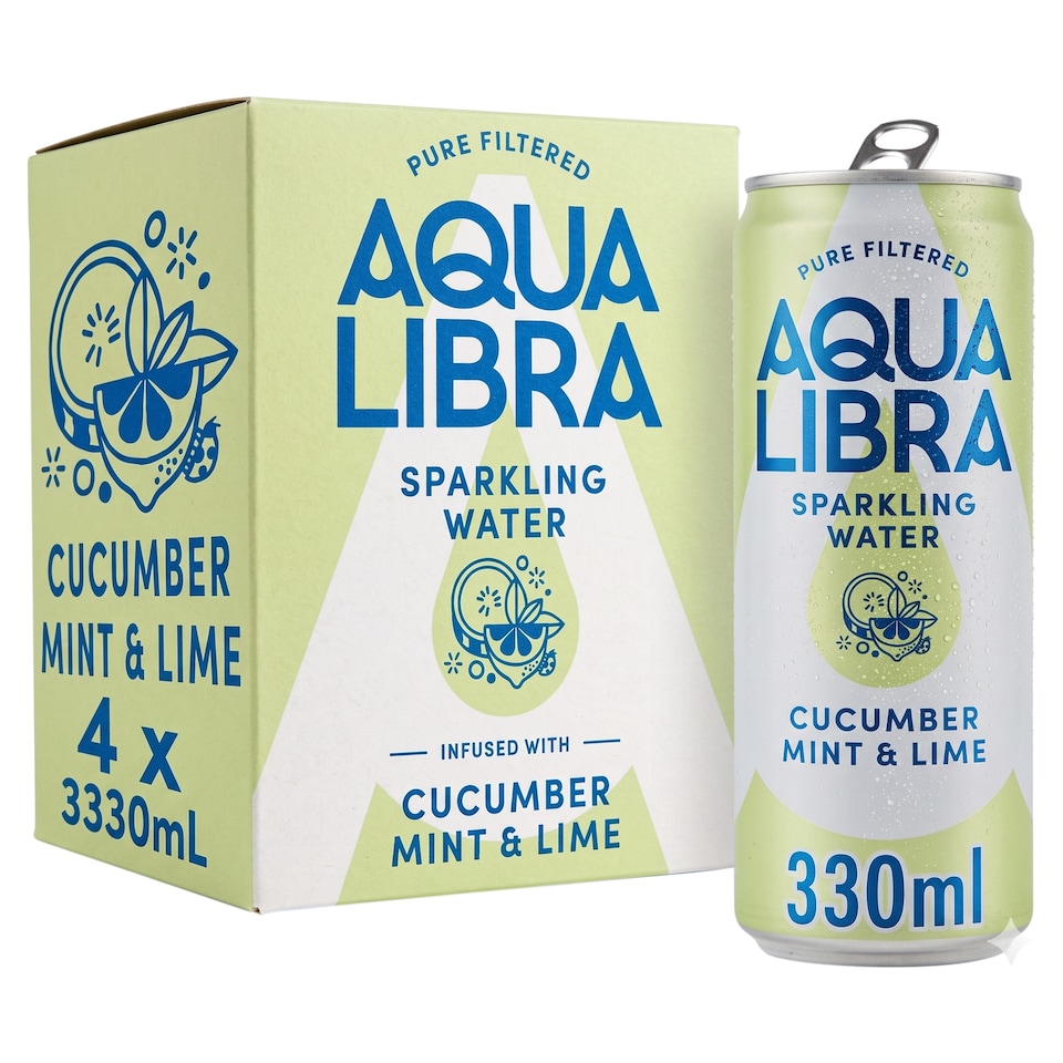 image 1 of Aqua Libra Sparkling Water Cucumber, Mint and Lime 4 x 330ml